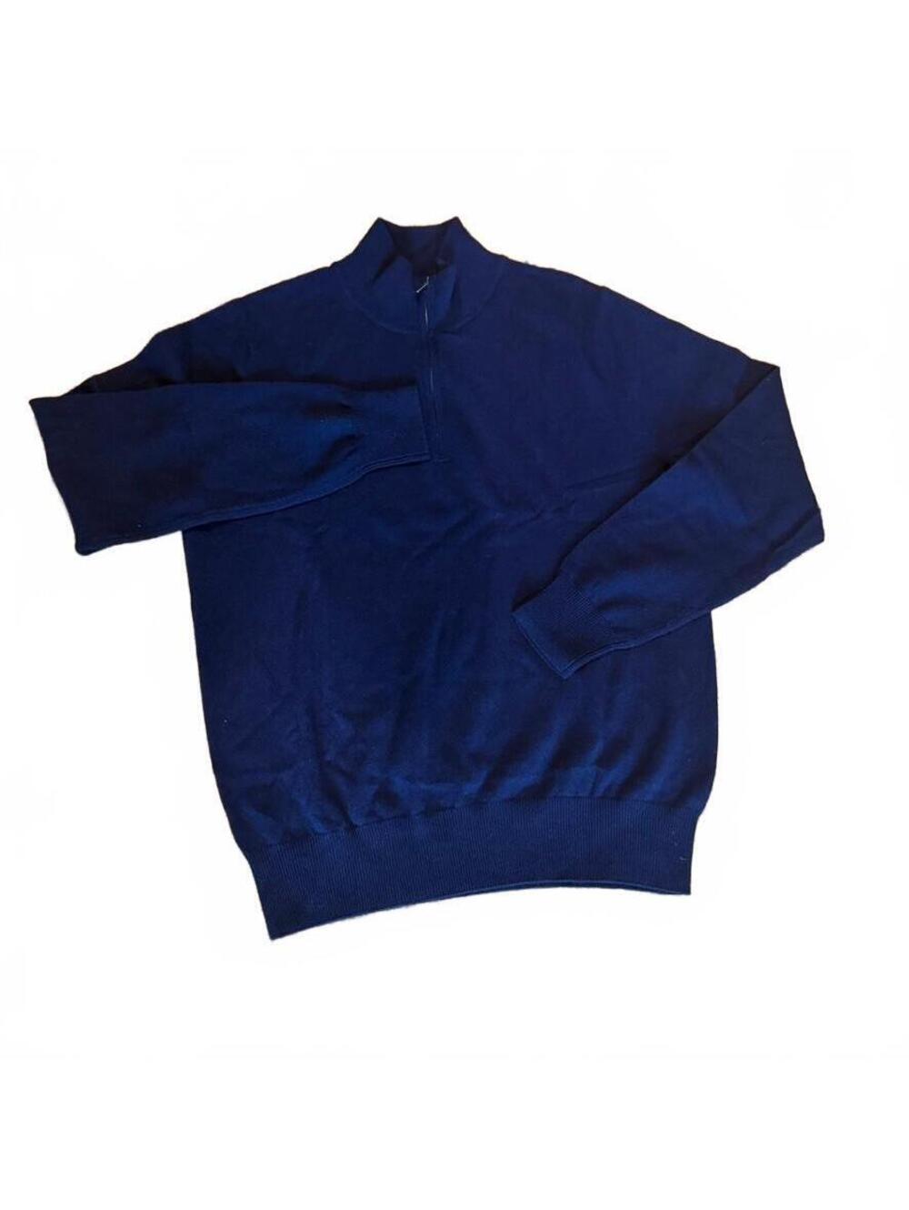 Royal Blue State Cashmere Quarter Zip Sweater 100% Cashmere